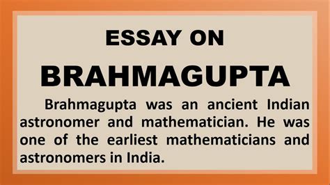 Essay on Brahmagupta in English - YouTube