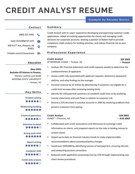 Credit Analyst Resume - Example & Template (Free Download)