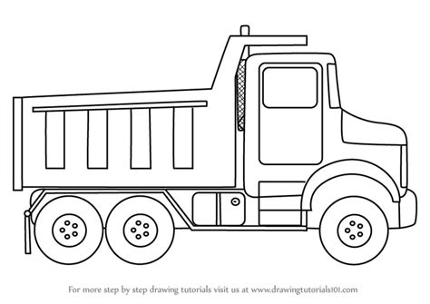 How to Draw Simple Dump Truck (Trucks) Step by Step | DrawingTutorials101.com