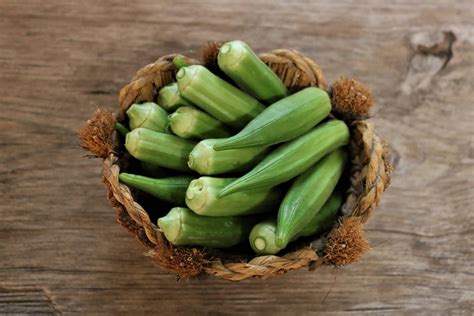Fresh Okra In Basket Top View Free Stock Photo - Public Domain Pictures