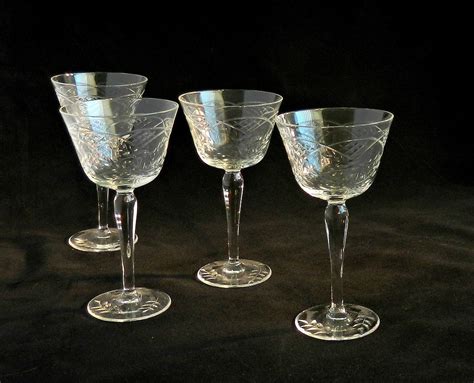 Antique Etched Crystal Aperitif Glasses. Vintage Art Deco Cordials Set. 1920s. Aperitif Glasses ...