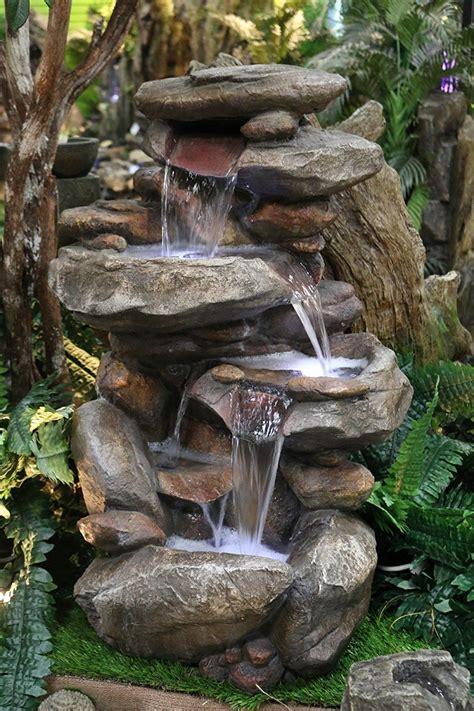 Floor Water Fountain Electric Pump Rock Garden Outdoor Yard Patio Pond Waterfall - Outdoor Fountains