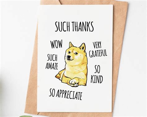 Shiba Inu Thank You Card Funny Dog Appreciation Card - Etsy