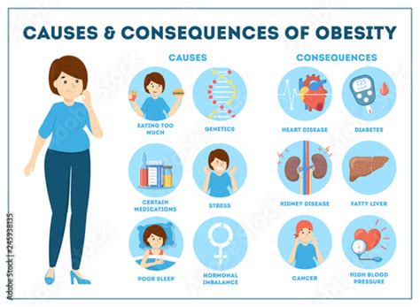 Obesity causes and consequences infographic for overweight Stock Vector | Adobe Stock