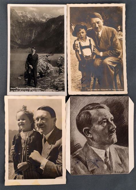 At Auction: LOT OF 4 WWII GERMAN ADOLF HITLER AUTOGRAPHS