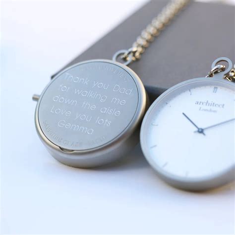 Engraved Modern Pocket Watch Silver Personalised Font or Handwriting ...