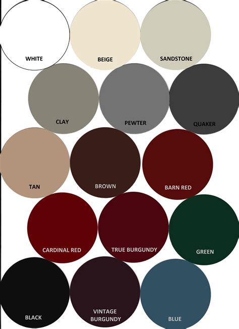 Color Charts | Garages, Barns, Portable Storage Buildings, Sheds and Carports