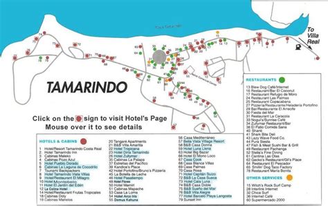 Tamarindo Map Costa Rica - Maps with hotels navigation - rollover map for hotel details | Resort ...