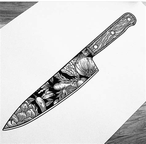 Chef Knife Drawing at PaintingValley.com | Explore collection of Chef ...