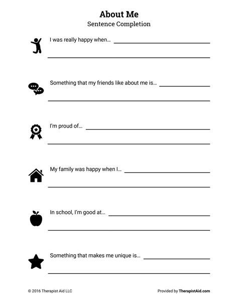 Free Printable Self Esteem Worksheets Pdf