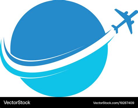 Circle plane flying aviation logo Royalty Free Vector Image