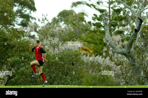 England's injured scrum half, Kyran Bracken, during training at Hale School in Perth, Australia ...