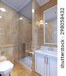 Image of Toilet and shower in a small bathroom | Freebie.Photography