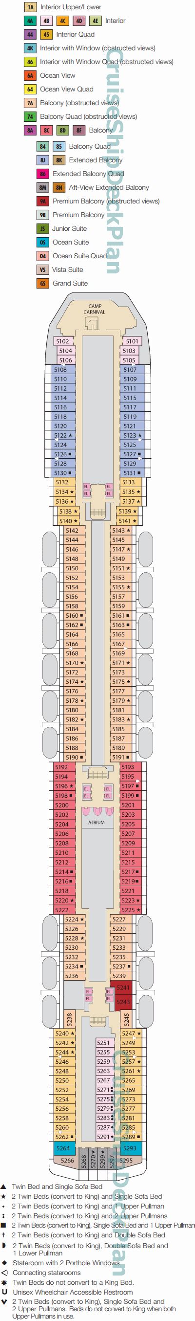 Carnival Legend Deck Plan 5 layout – Upper Deck | Cruises | Pinterest ...