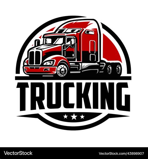 Semi truck 18 wheeler circle emblem logo Vector Image