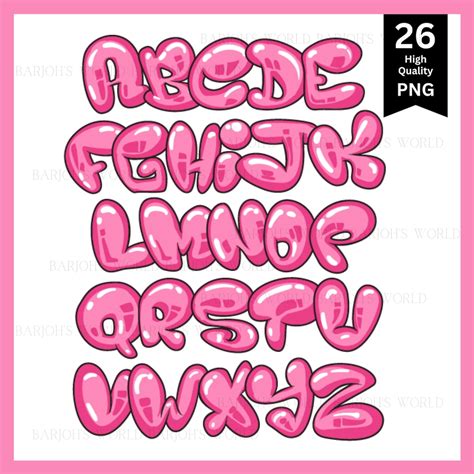 Pink Bubblegum Graffiti Svg Letters SVG Files Png Files Alphabet SVG ...