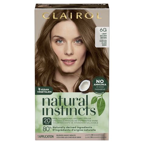 Clairol Natural Instincts Demi-Permanent Hair Color Crème Dye, 6G Light ...