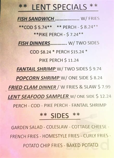 Bay City Bill's Bar & Grill menu in Bay City, Michigan, USA