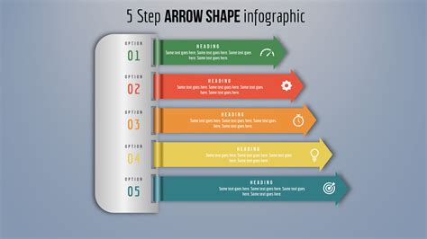 25.PowerPoint 5 Step ARROW shape infographic - PowerUP with POWERPOINT