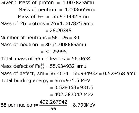 Calculate the binding energy and binding energy per nucleon of 26Fe raise to 56 nucleus. given ...