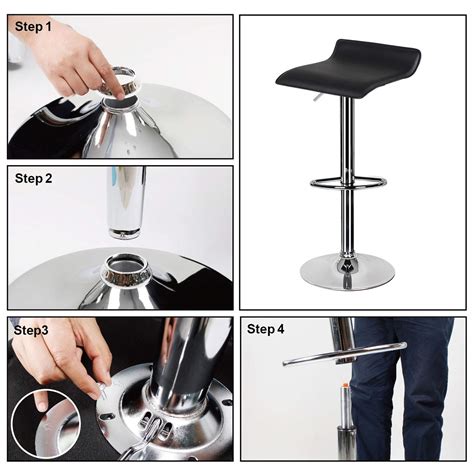 Pair of Black Bar Stools,Breakfast Bar Stool with Chrome Footrest and ...