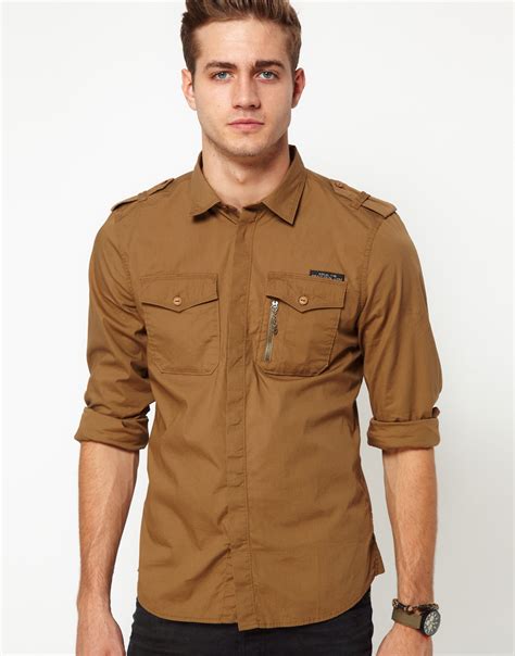 Lyst - Diesel Shirt Siranella Military Style in Brown for Men