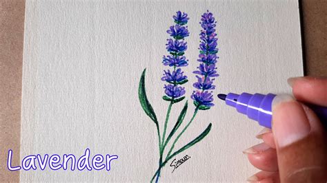 Lavender Drawing | How to Draw Lavender Flower | Brush pen | Sinoun Drawing - YouTube