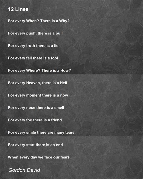 12 Lines Poem by Gordon David - Poem Hunter