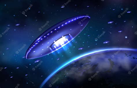 Premium Vector | Alien invasion on earth with ufo mothership concept