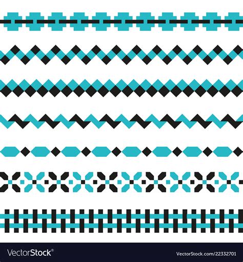 Set of geometric borders in two colors Royalty Free Vector