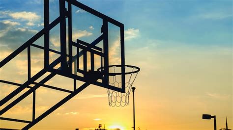 Premium Photo | Basketball hoop silhouette. basketball hoop with sunset ...