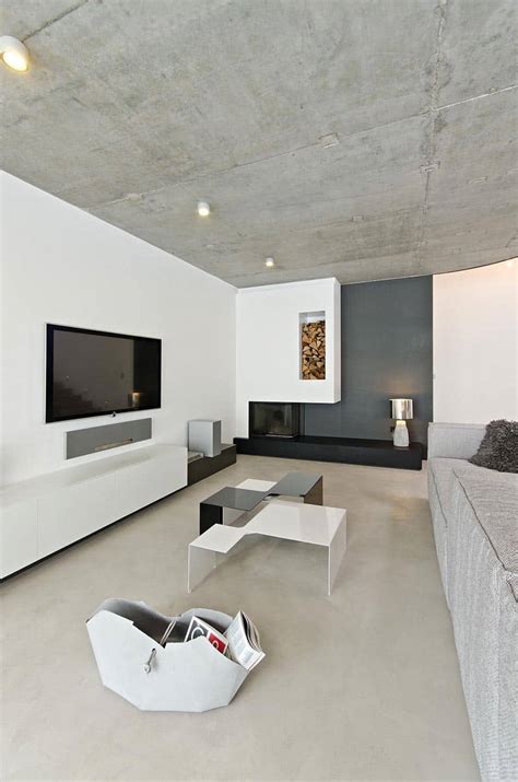 35 Captivating Living Room Designs With Concrete Wall