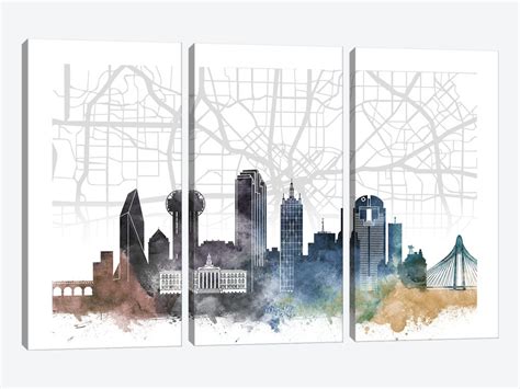 Dallas Skyline City Map Canvas Print by WallDecorAddict | iCanvas