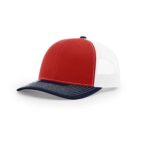 Richardson Red/White/Navy Mesh Back Tri-Colors Trucker Hat