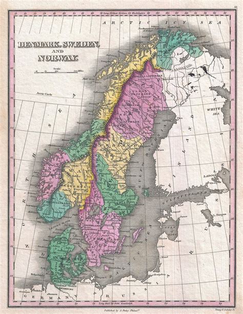 Large detailed old political and administrative map of Denmark, Sweden ...