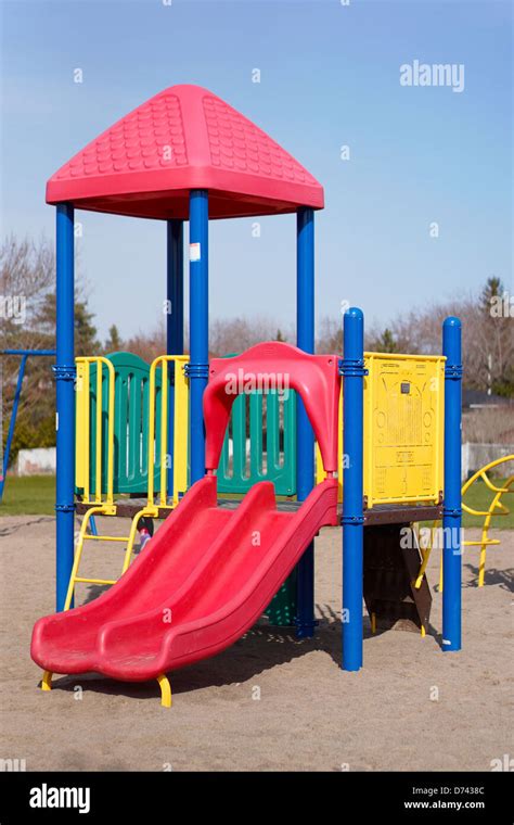 Children's Playground Slides, Outdoors School Grounds Stock Photo - Alamy