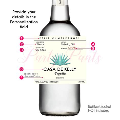 Personalized Tequila Bottle Labels All Sizes Blanco - Etsy