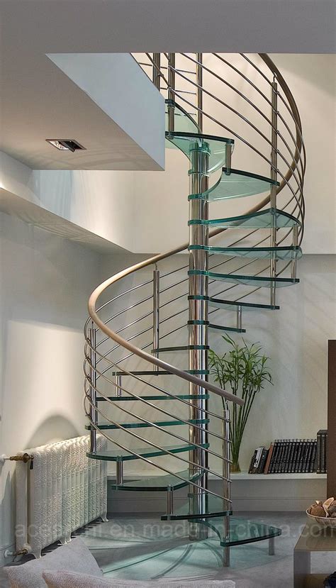 Modern Design Stainless Steel Glass Spiral Staircase/Spiral Stairs with ...