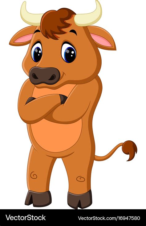 Cute baby bull cartoon Royalty Free Vector Image