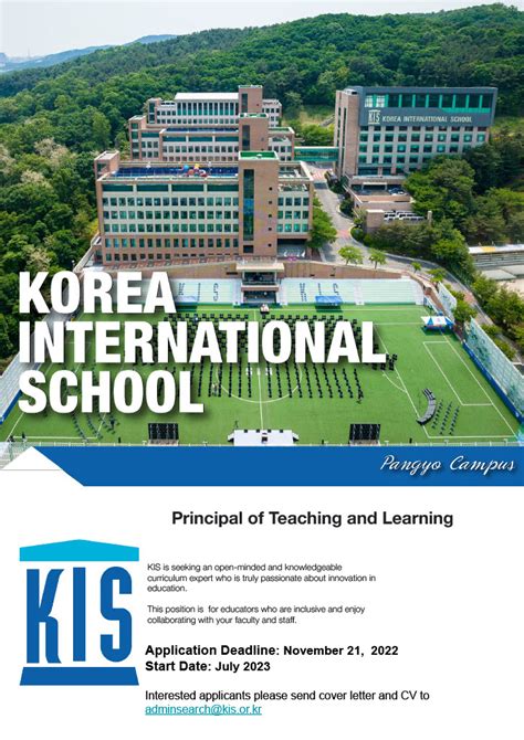 Principal Teaching & Learning at Korea International School, Seoul Campus & Pangyo Campus in Korea