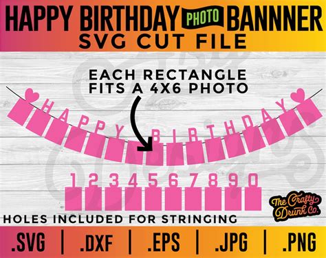 Happy Birthday Banner Template SVG Pennent Banner Svg, Bunting Banner ...