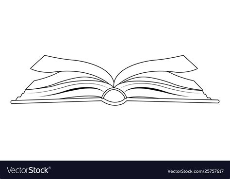 Open book icon cartoon isolated black and white Vector Image