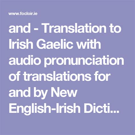 and - Translation to Irish Gaelic with audio pronunciation of ...