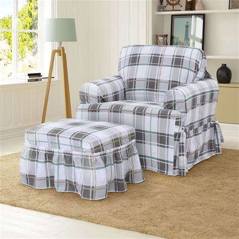 Serta 100% Cotton Duck Relaxed-Fit Furniture Slipcovers, Box Cushion ...