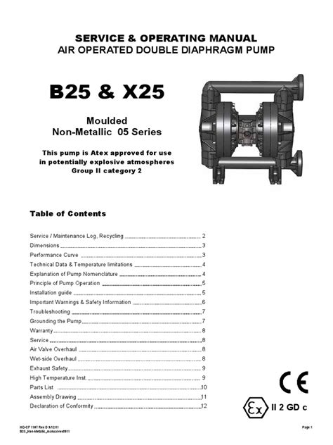 Service & Operating Manual Air Operated Double Diaphragm Pump | PDF | Pump | Valve