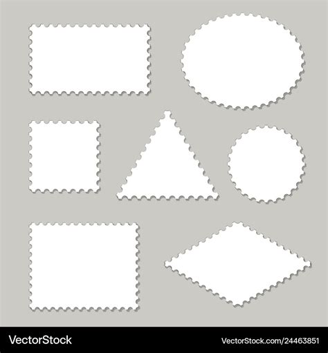 Blank postage stamps different shapes set Vector Image