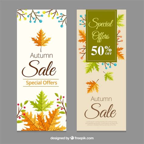 Free Vector | 2 discount banners for autumn