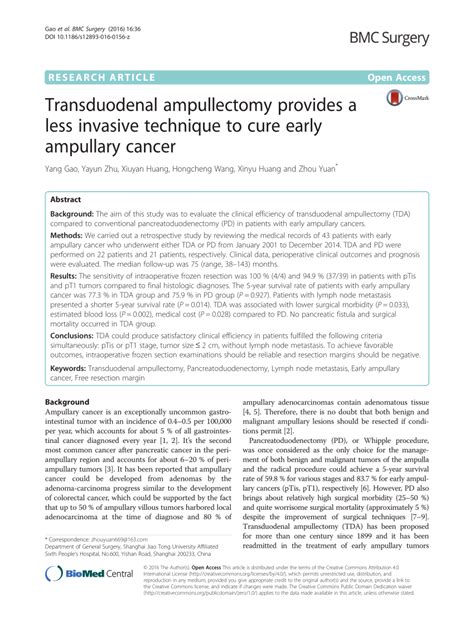 (PDF) Transduodenal ampullectomy provides a less invasive technique to ...