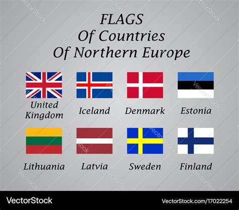 Northern europe countries flags collection Vector Image