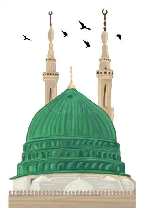 Al Masjid an Nabawi Mecca Saudi Arabia Hand Drawn Sketch. Vector Illustrationt Stock Vector ...